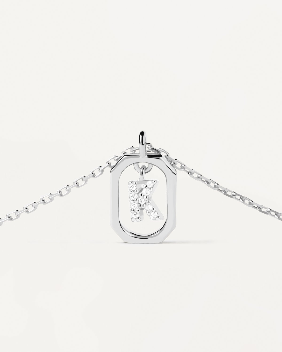 náhled PDP. CO02-522 MINI LETTER K SILVER NECKLACE