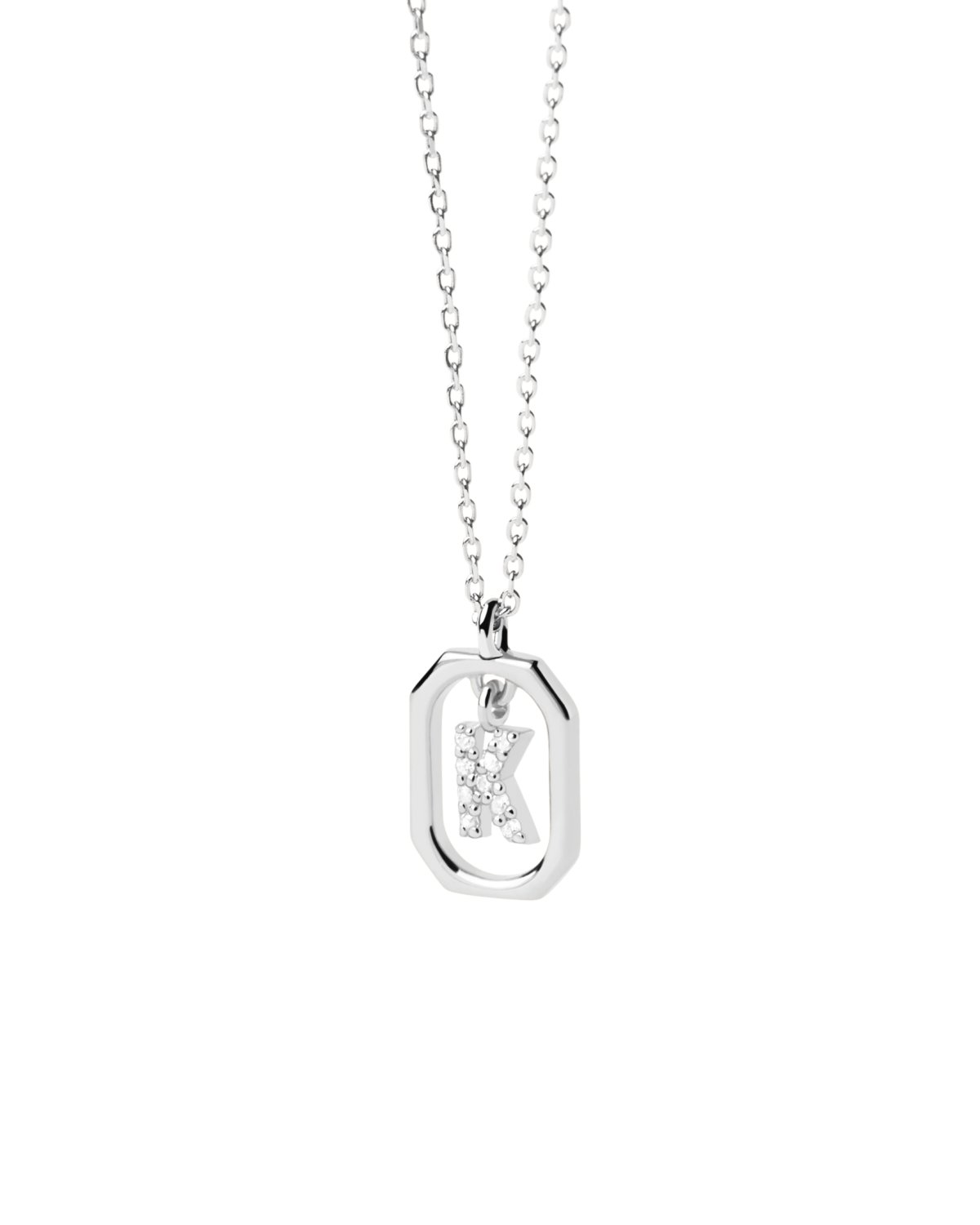 náhled PDP. CO02-522 MINI LETTER K SILVER NECKLACE