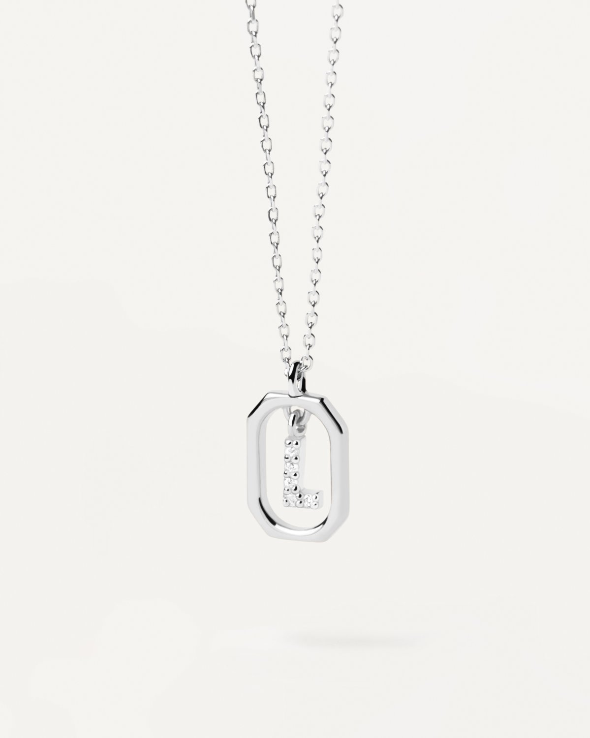 náhled PDP. CO02-523 MINI LETTER L SILVER NECKLACE