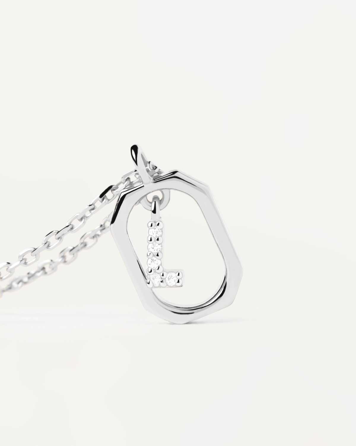 náhled PDP. CO02-523 MINI LETTER L SILVER NECKLACE