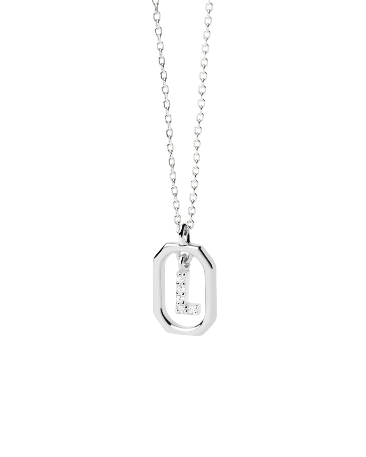 náhled PDP. CO02-523 MINI LETTER L SILVER NECKLACE