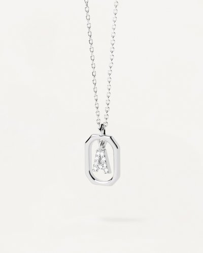 detail PDP. CO02-512 MINI LETTER A SILVER NECKLACE