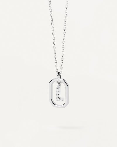 detail PDP. CO02-523 MINI LETTER L SILVER NECKLACE